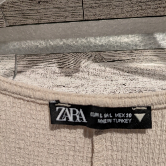 zara Beige V-Neck Midi Dress Size Large - Picture 6 of 7